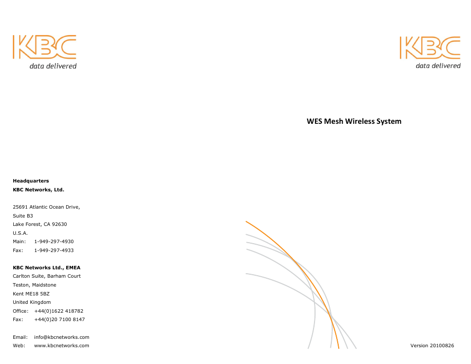 KBC Networks WES User Manual | 19 pages