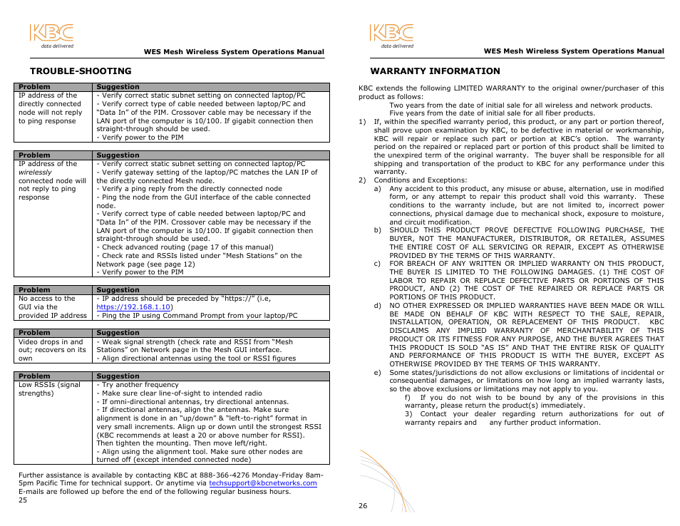 KBC Networks WES User Manual | Page 17 / 19