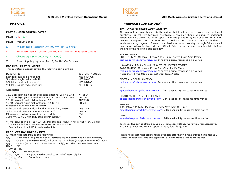 KBC Networks WES User Manual | Page 2 / 19