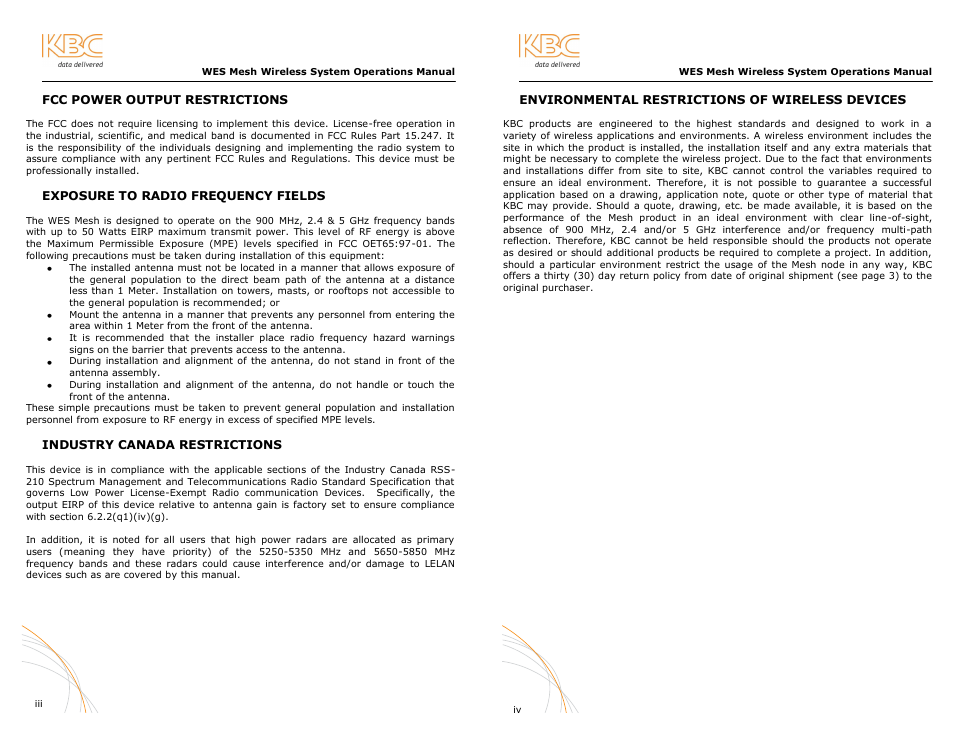 KBC Networks WES User Manual | Page 4 / 19