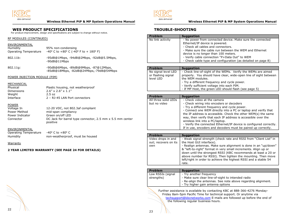 KBC Networks WES User Manual | Page 16 / 18