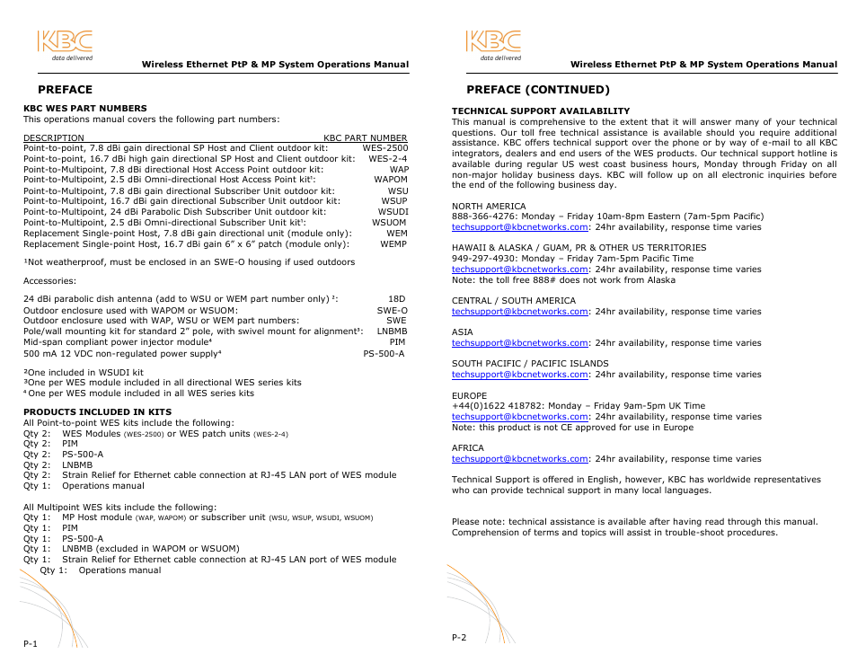 KBC Networks WES User Manual | Page 2 / 18