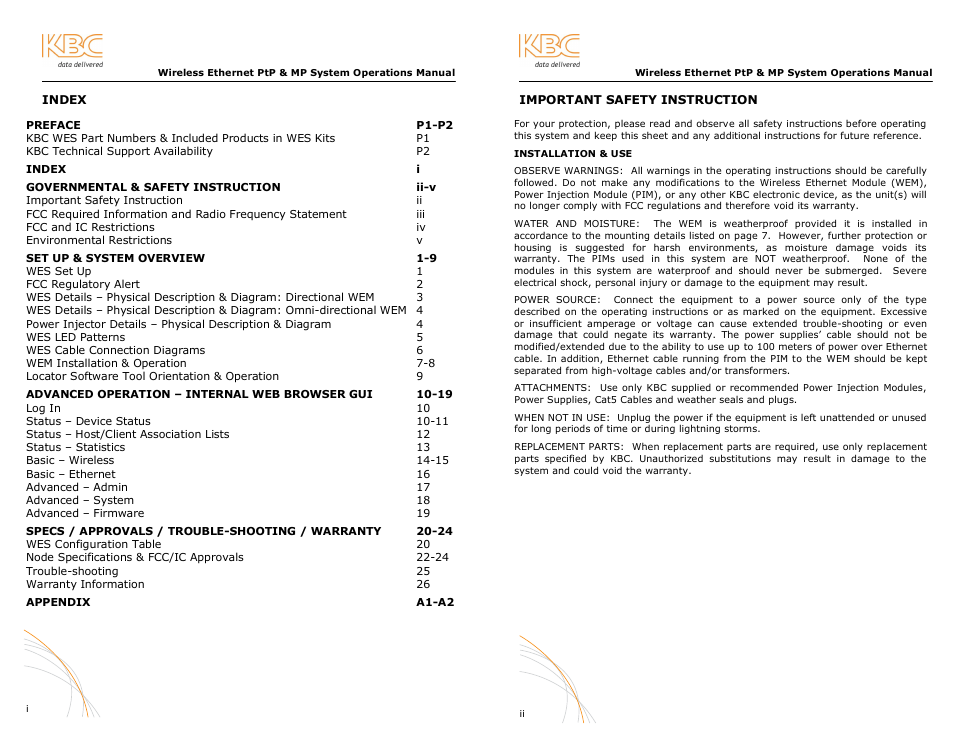 KBC Networks WES User Manual | Page 3 / 18