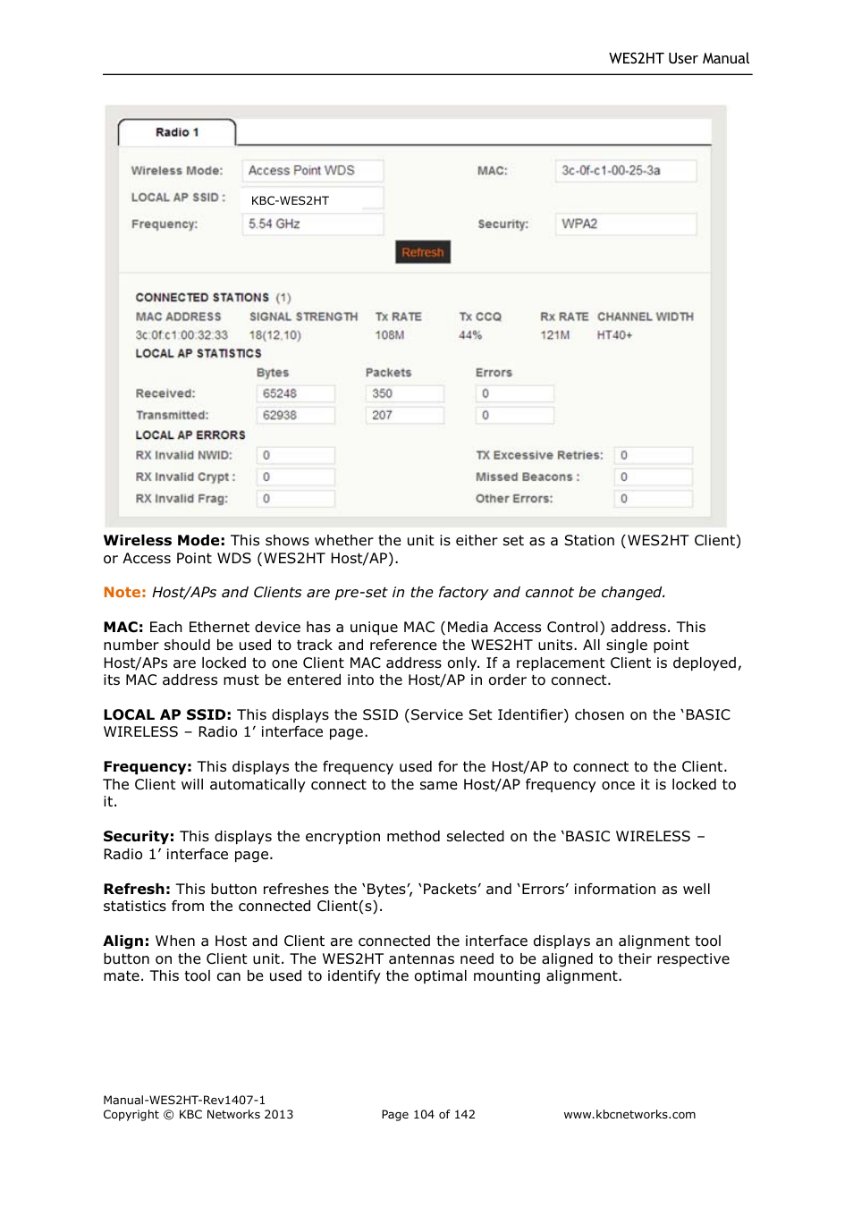 KBC Networks WES2HT User Manual | Page 105 / 142