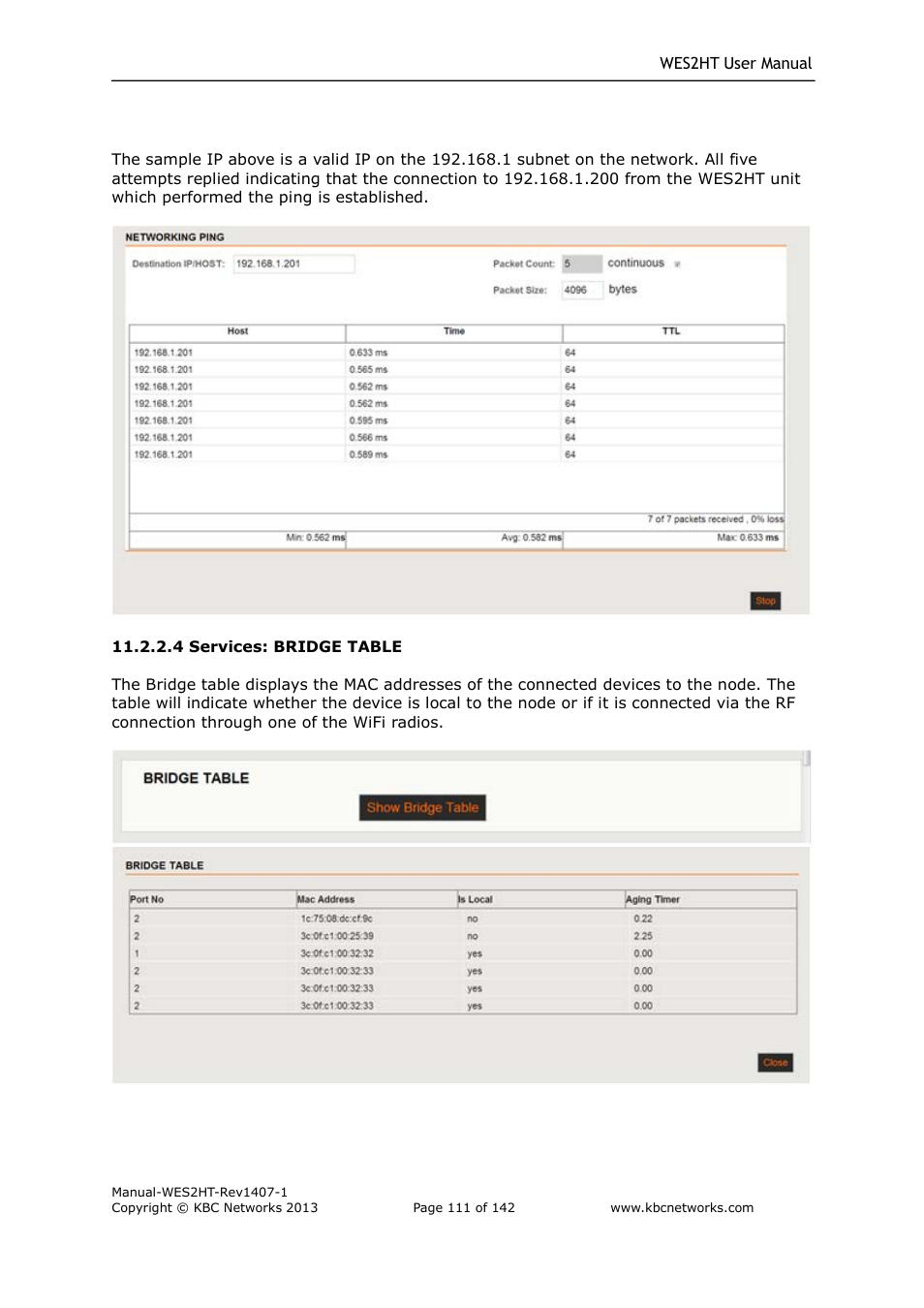 KBC Networks WES2HT User Manual | Page 112 / 142