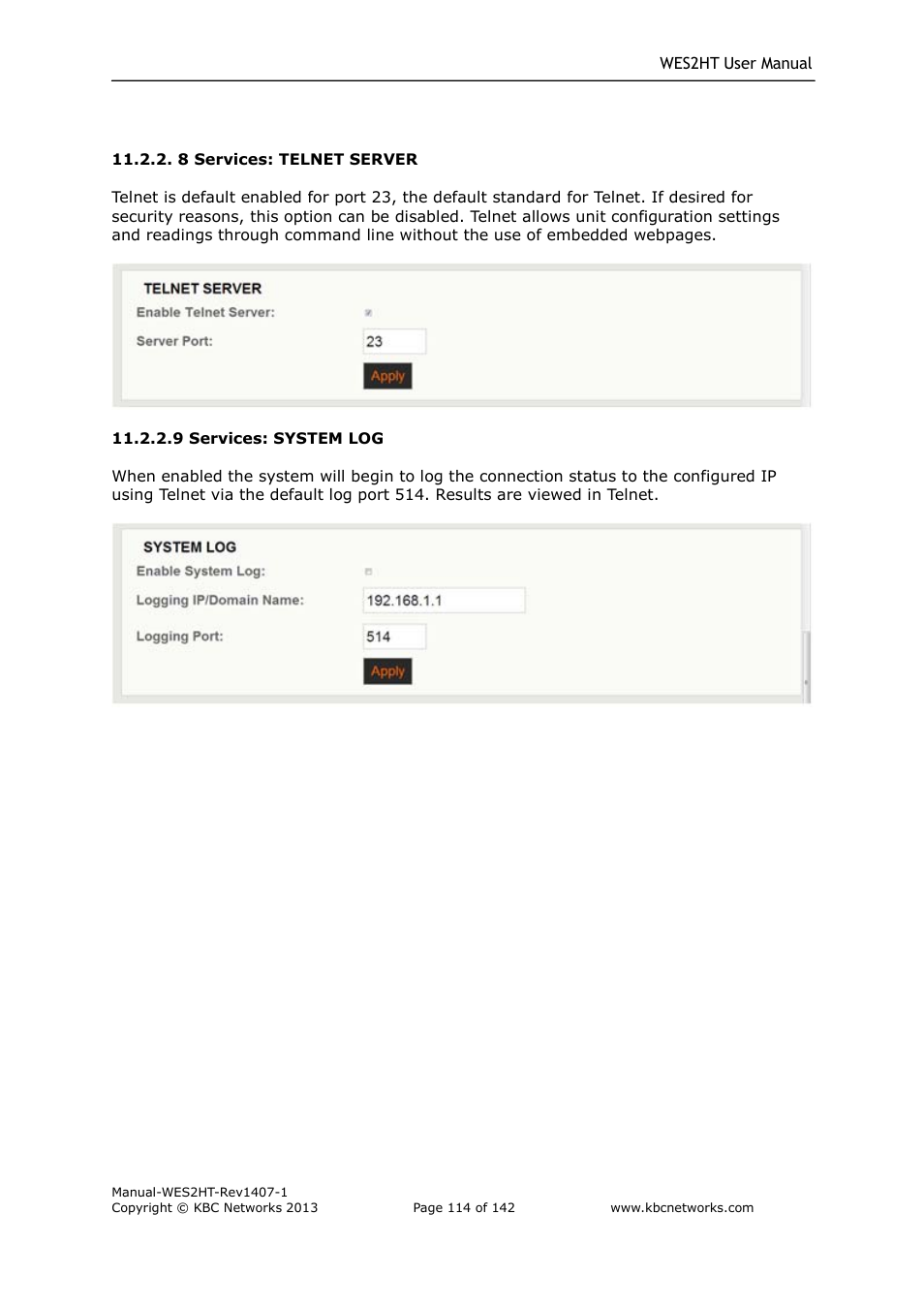 KBC Networks WES2HT User Manual | Page 115 / 142