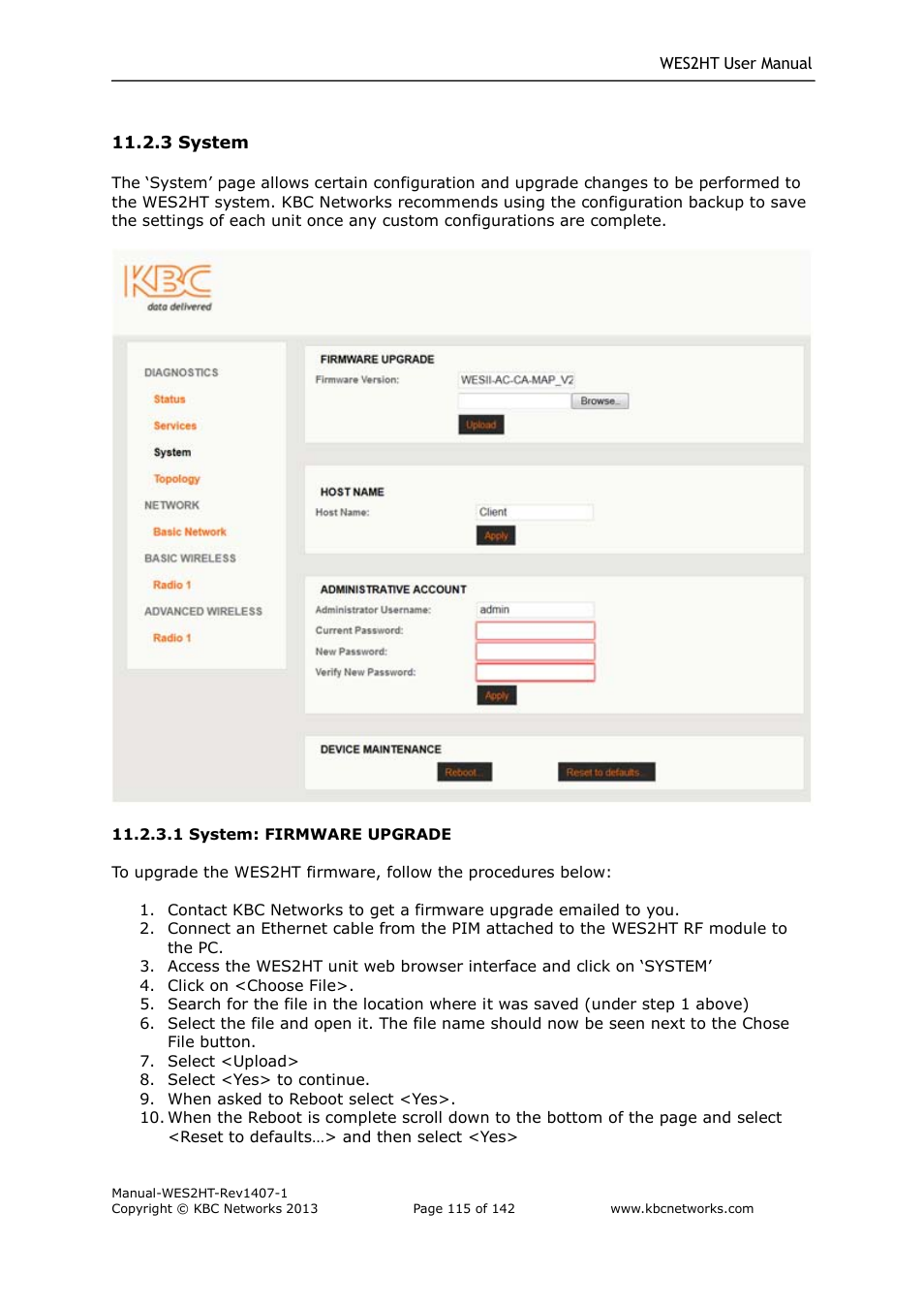 KBC Networks WES2HT User Manual | Page 116 / 142