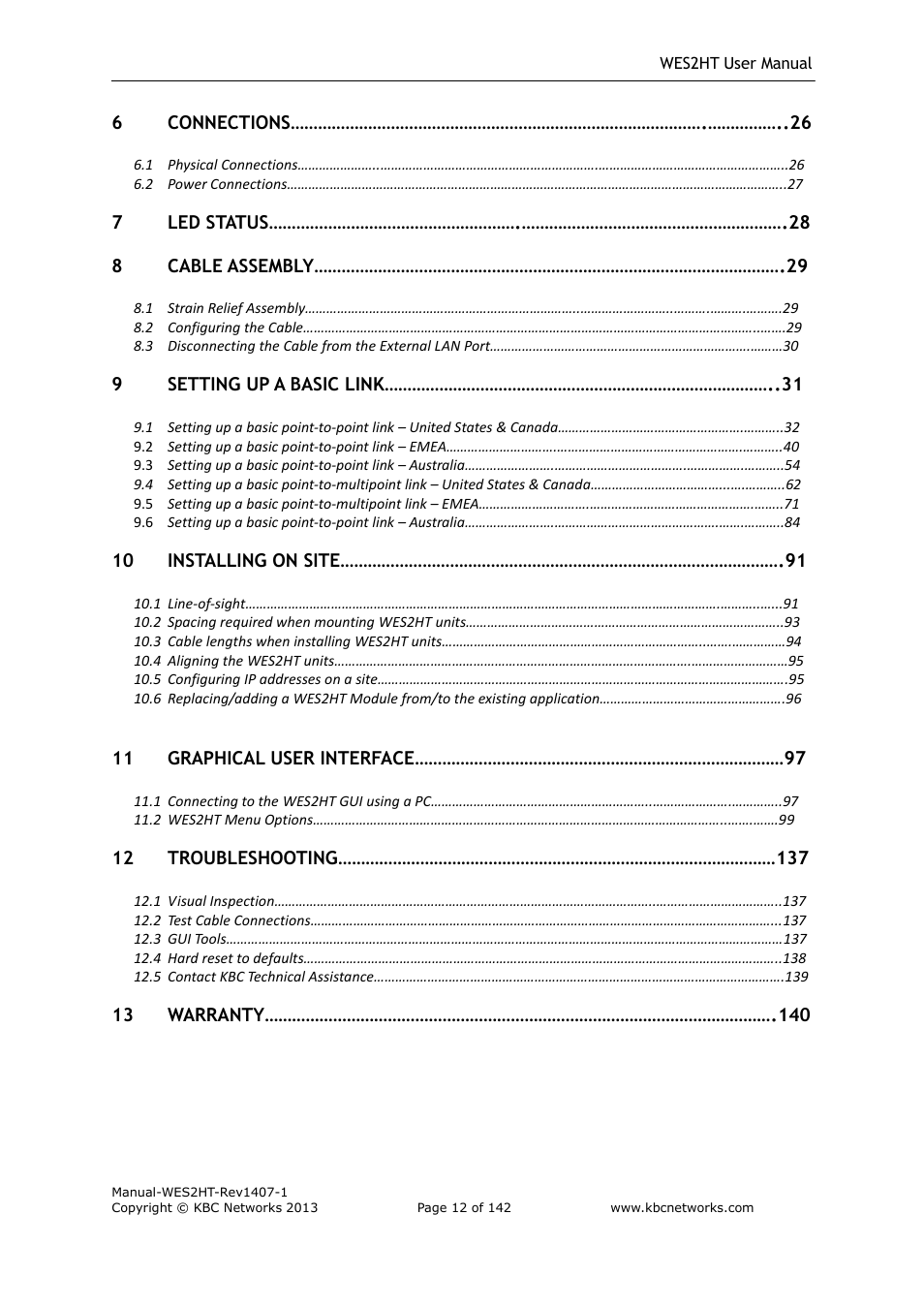 KBC Networks WES2HT User Manual | Page 13 / 142