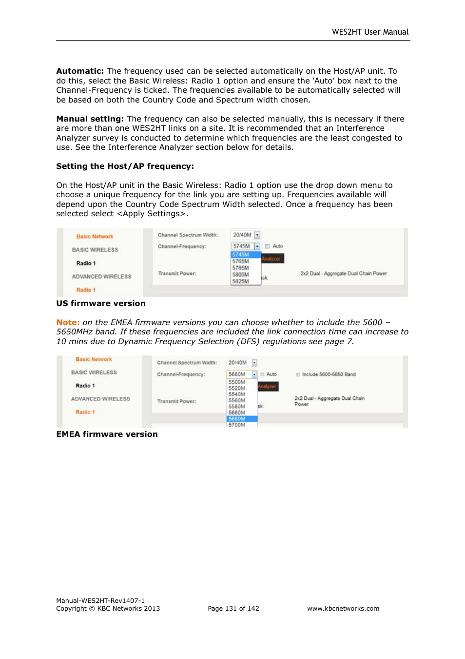 KBC Networks WES2HT User Manual | Page 132 / 142