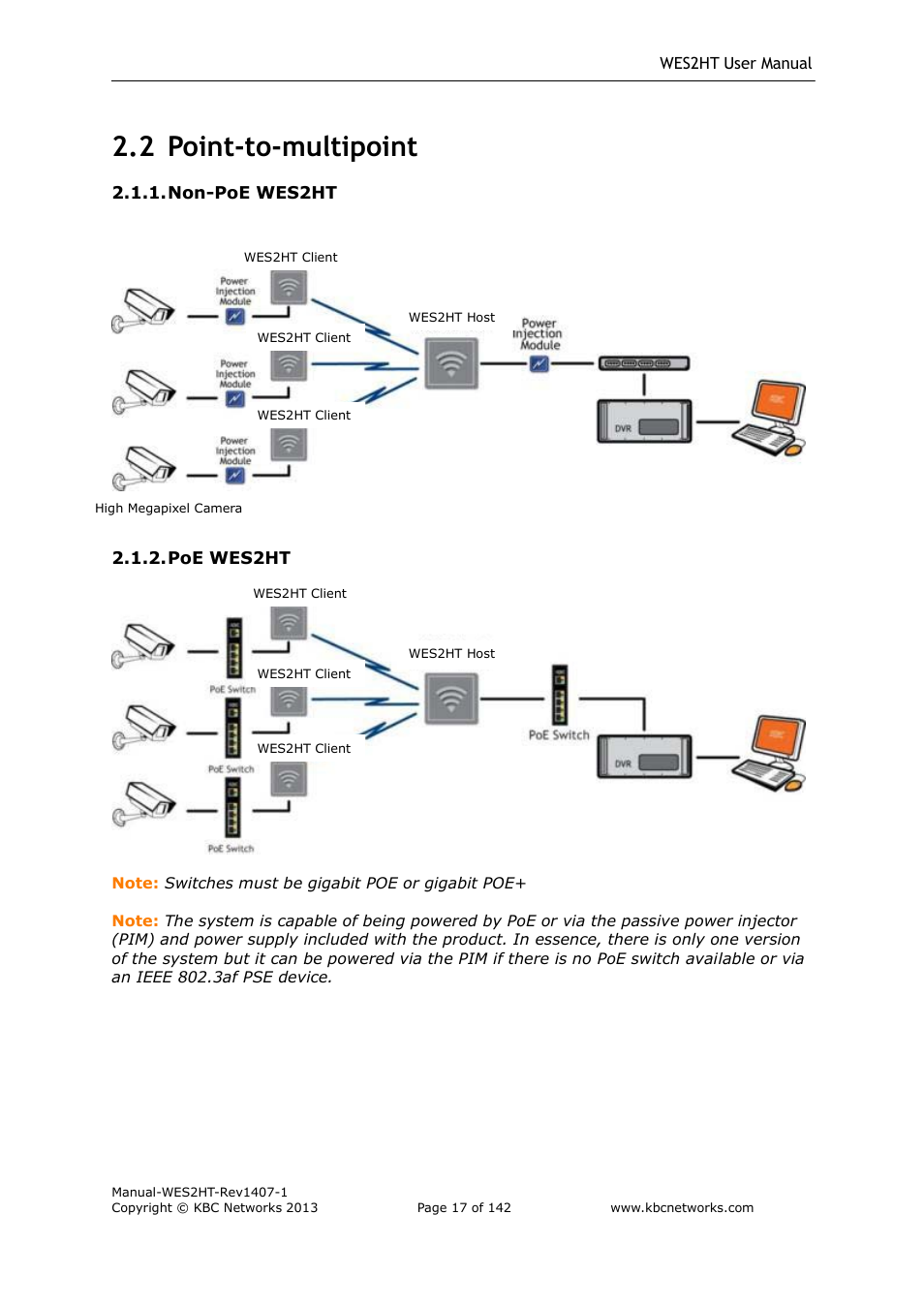 2 point-to-multipoint | KBC Networks WES2HT User Manual | Page 18 / 142