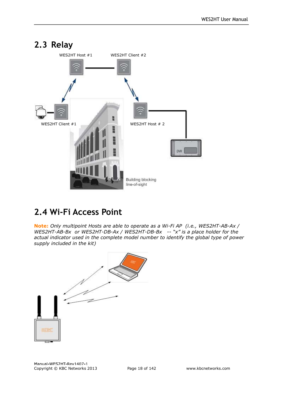 3 relay, 4 wi-fi access point | KBC Networks WES2HT User Manual | Page 19 / 142