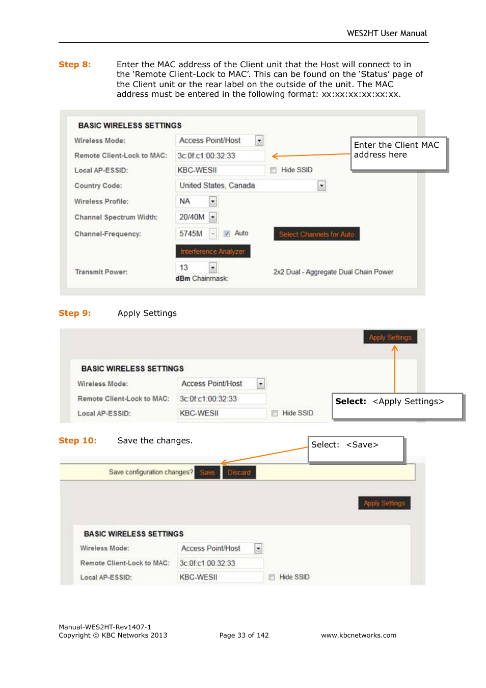 KBC Networks WES2HT User Manual | Page 34 / 142