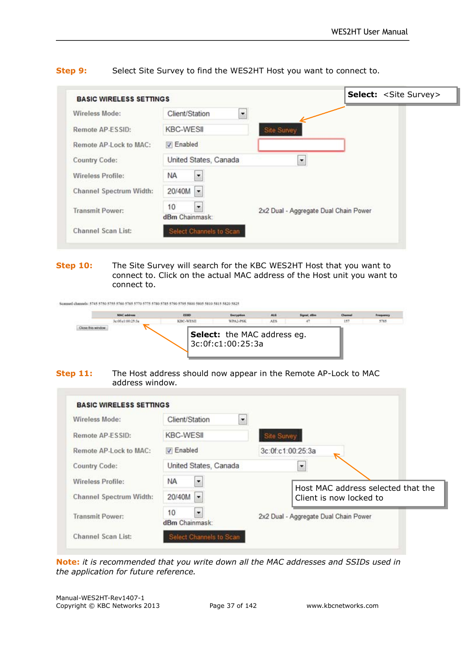 KBC Networks WES2HT User Manual | Page 38 / 142