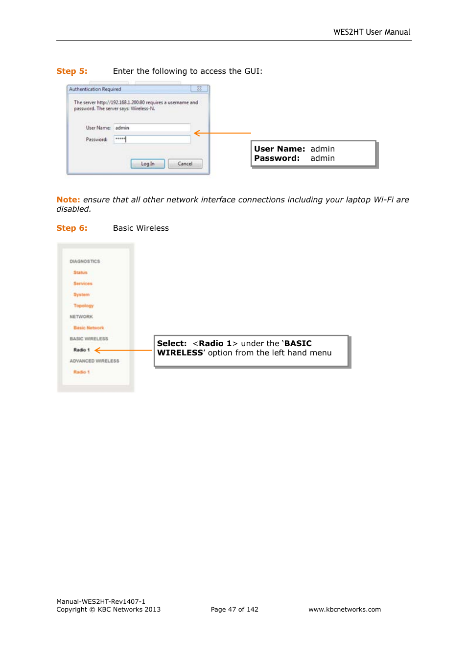 KBC Networks WES2HT User Manual | Page 48 / 142