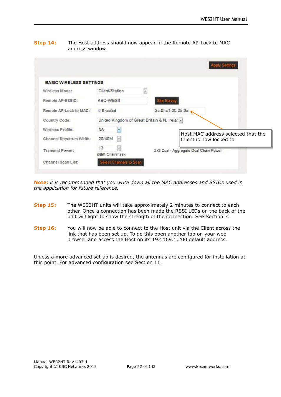 KBC Networks WES2HT User Manual | Page 53 / 142