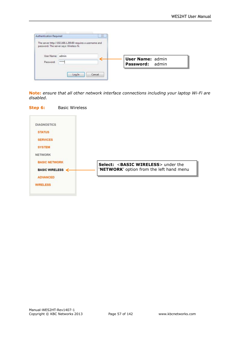 KBC Networks WES2HT User Manual | Page 58 / 142