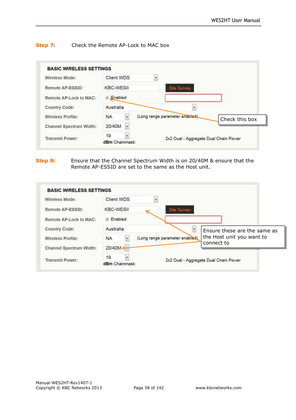 KBC Networks WES2HT User Manual | Page 59 / 142