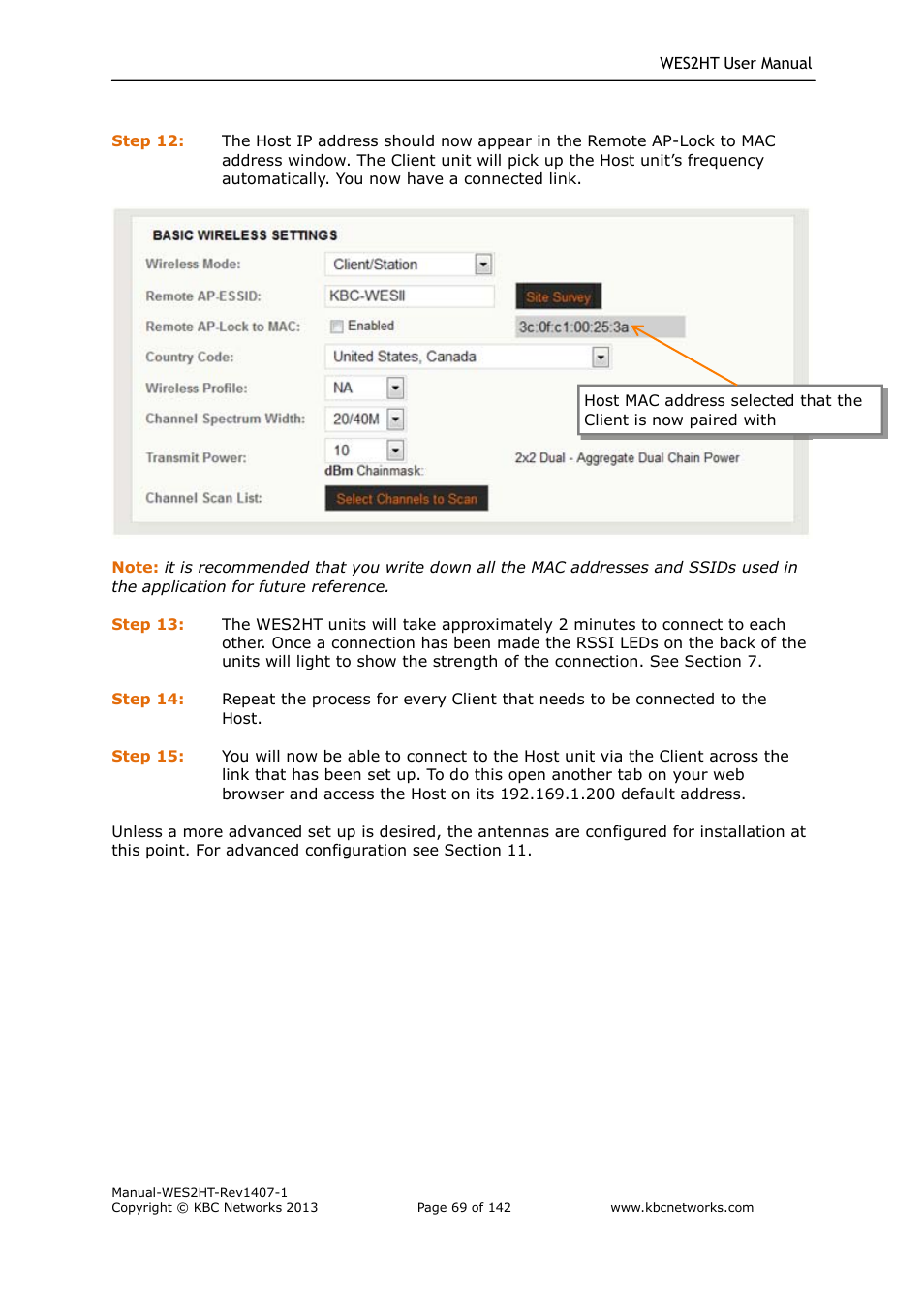 KBC Networks WES2HT User Manual | Page 70 / 142