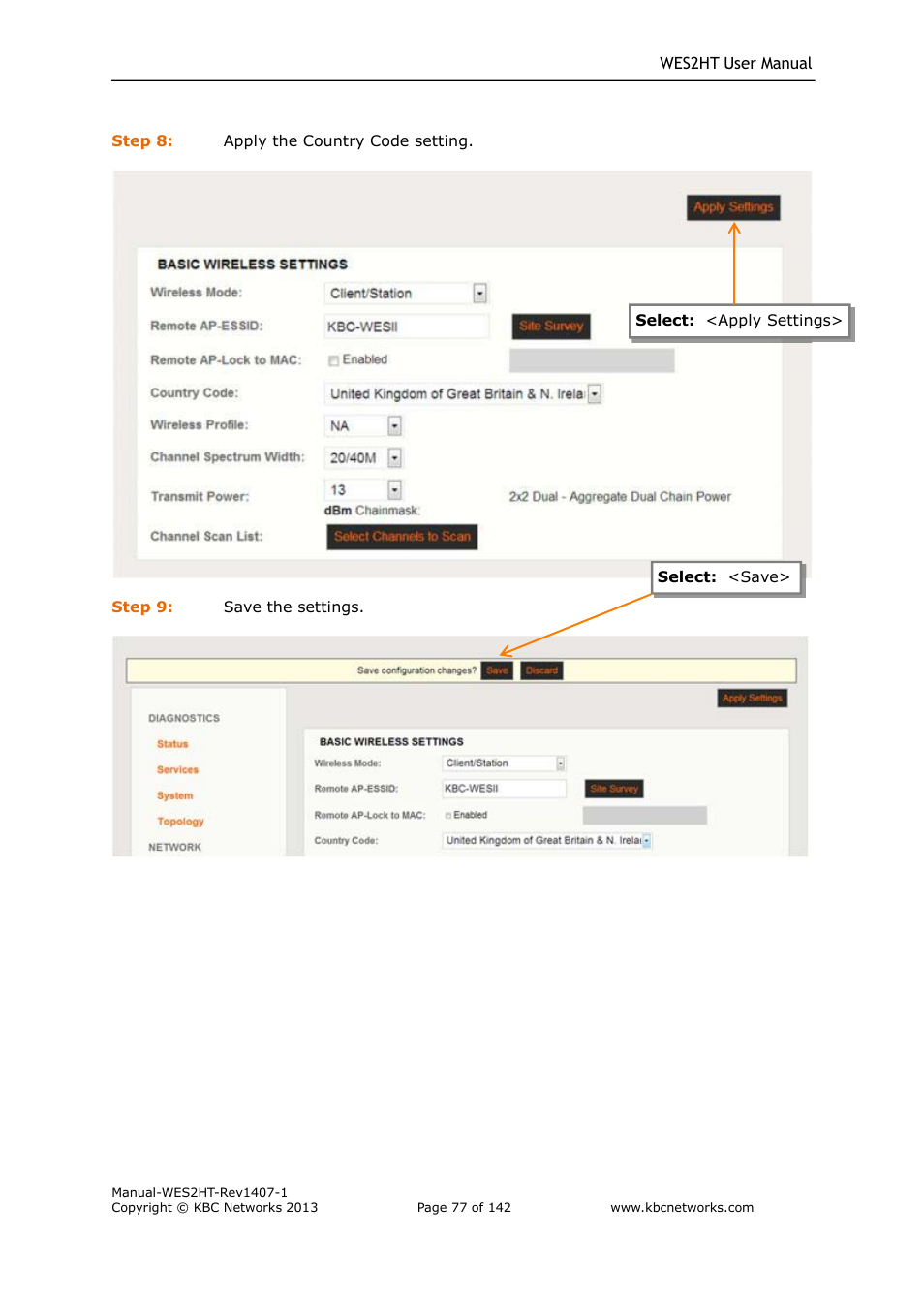 KBC Networks WES2HT User Manual | Page 78 / 142