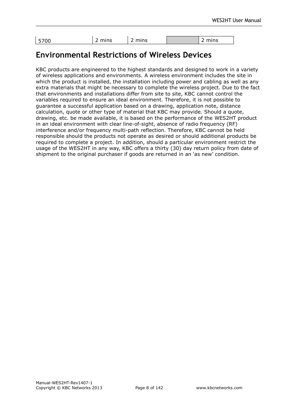 Environmental restrictions of wireless devices | KBC Networks WES2HT User Manual | Page 9 / 142