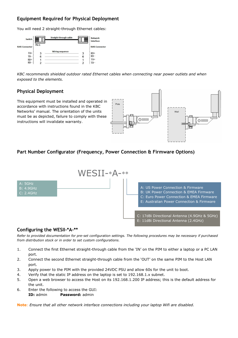 Wesii | KBC Networks WESII 11/17dBi Point-to-Point Host User Manual | Page 2 / 5