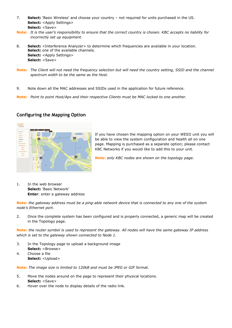 Configuring the mapping option | KBC Networks WESII 11/17dBi Point-to-Point Host User Manual | Page 3 / 5