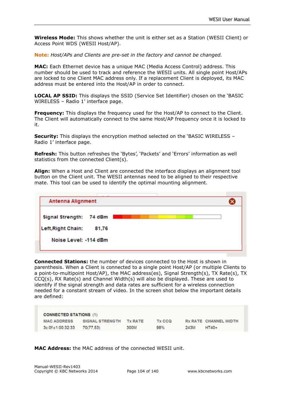 KBC Networks WESII User Manual | Page 105 / 141