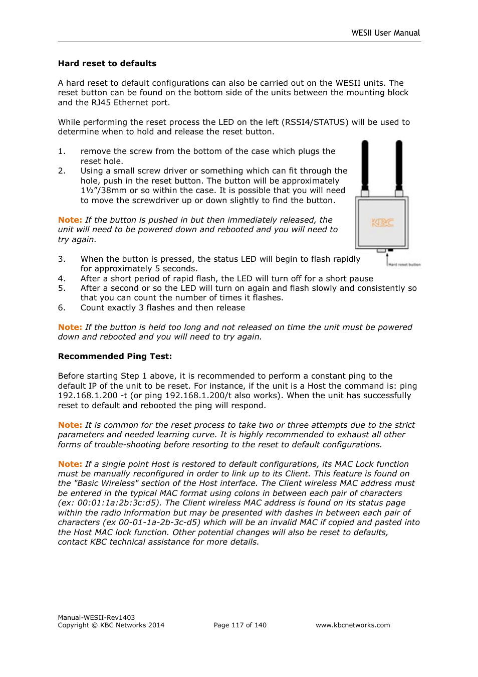 KBC Networks WESII User Manual | Page 118 / 141