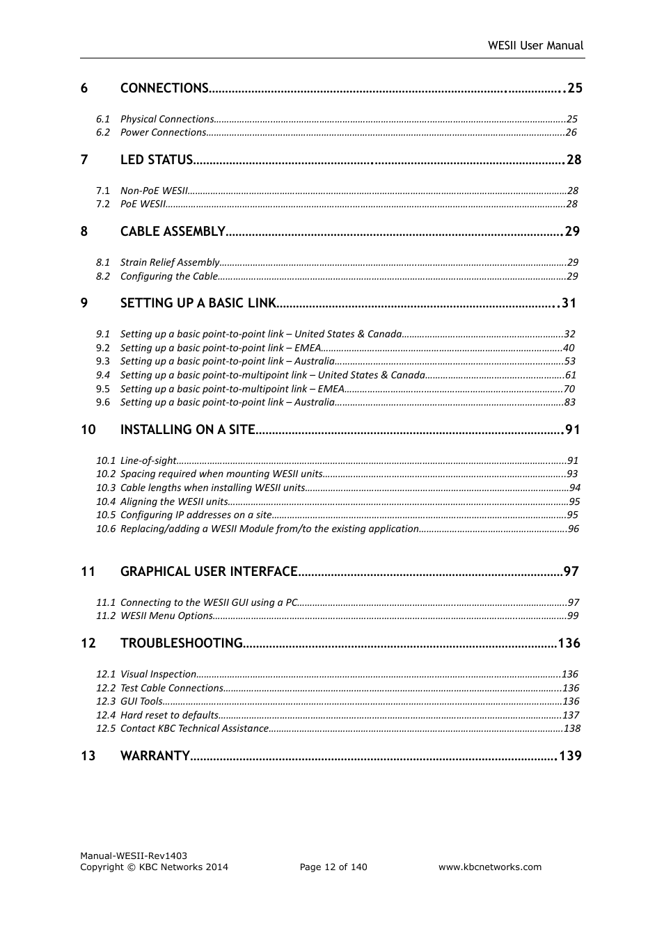 KBC Networks WESII User Manual | Page 13 / 141