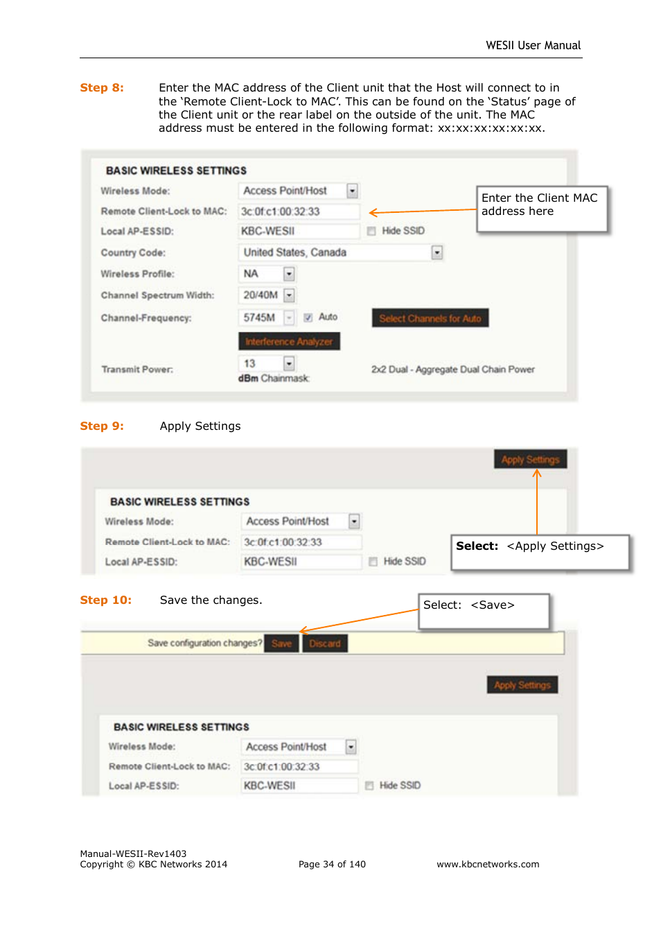 KBC Networks WESII User Manual | Page 35 / 141