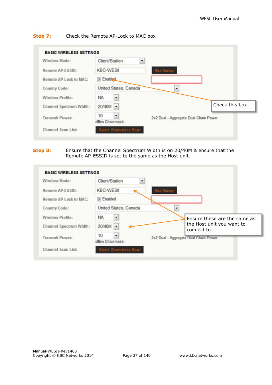 KBC Networks WESII User Manual | Page 38 / 141