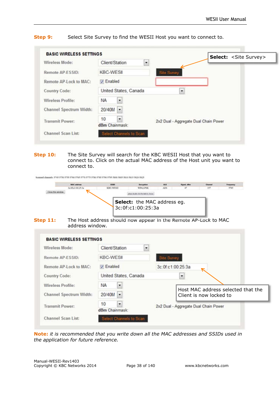 KBC Networks WESII User Manual | Page 39 / 141