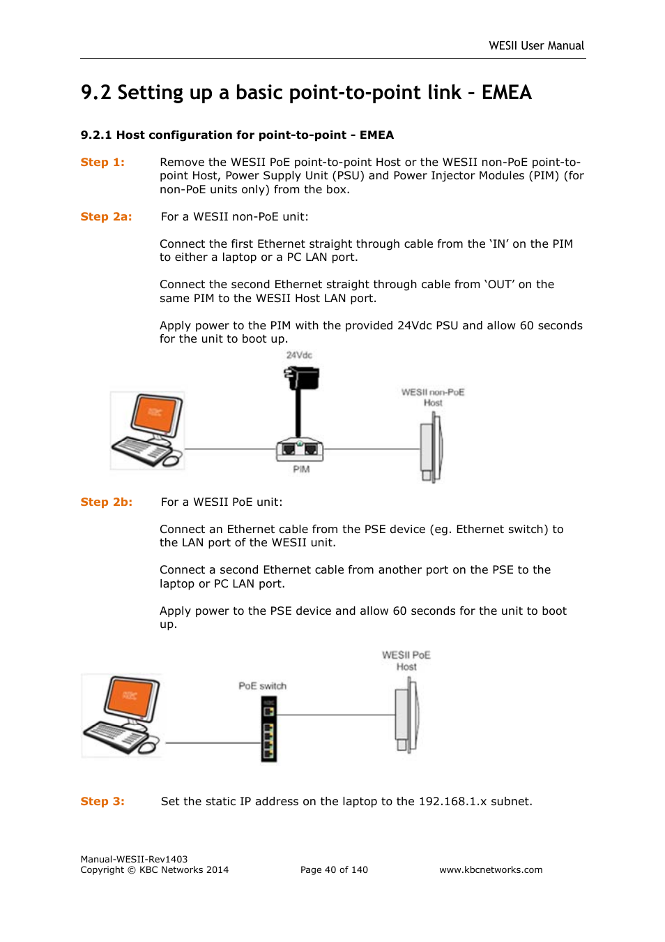 2 setting up a basic point-to-point link – emea | KBC Networks WESII User Manual | Page 41 / 141
