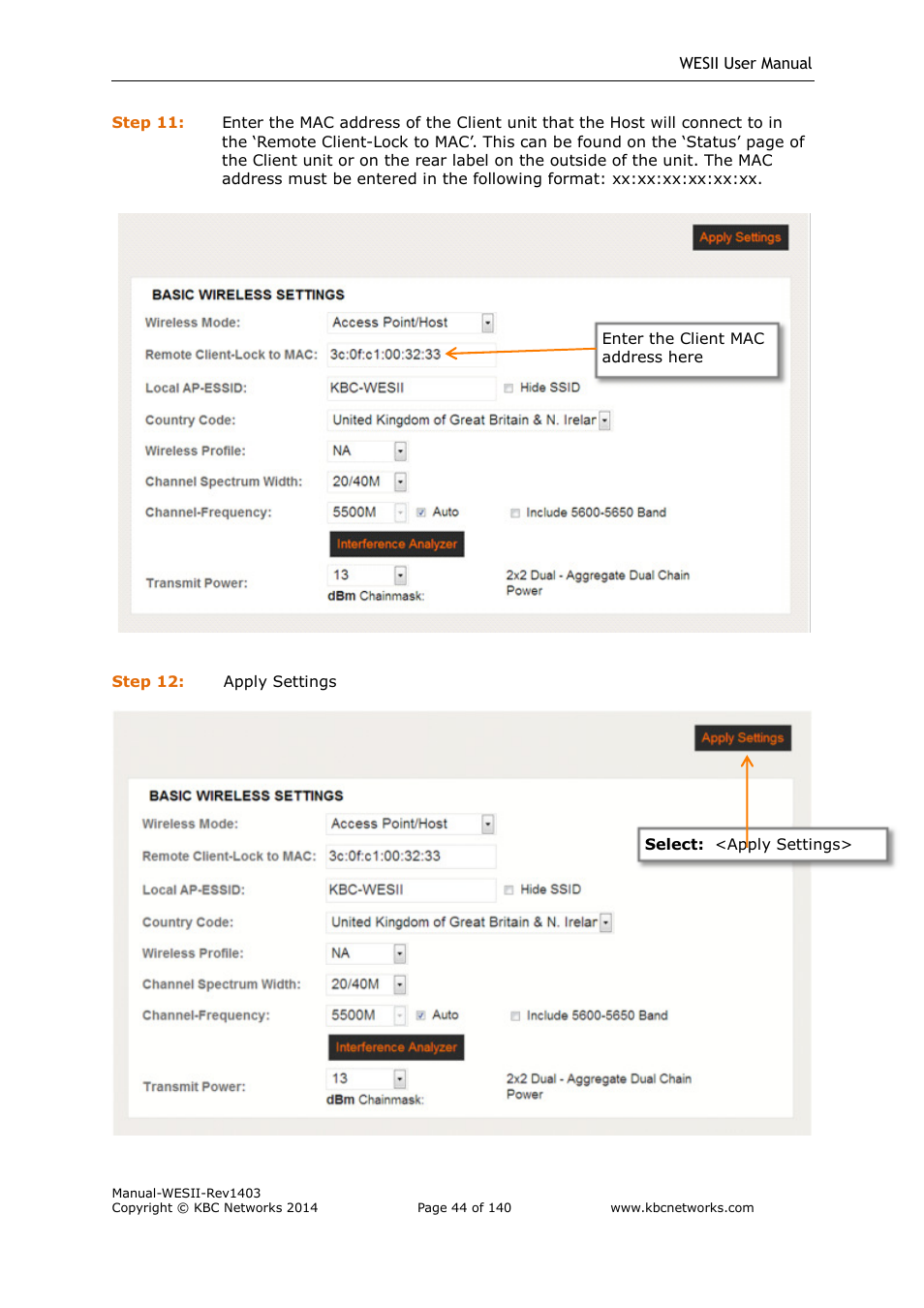 KBC Networks WESII User Manual | Page 45 / 141