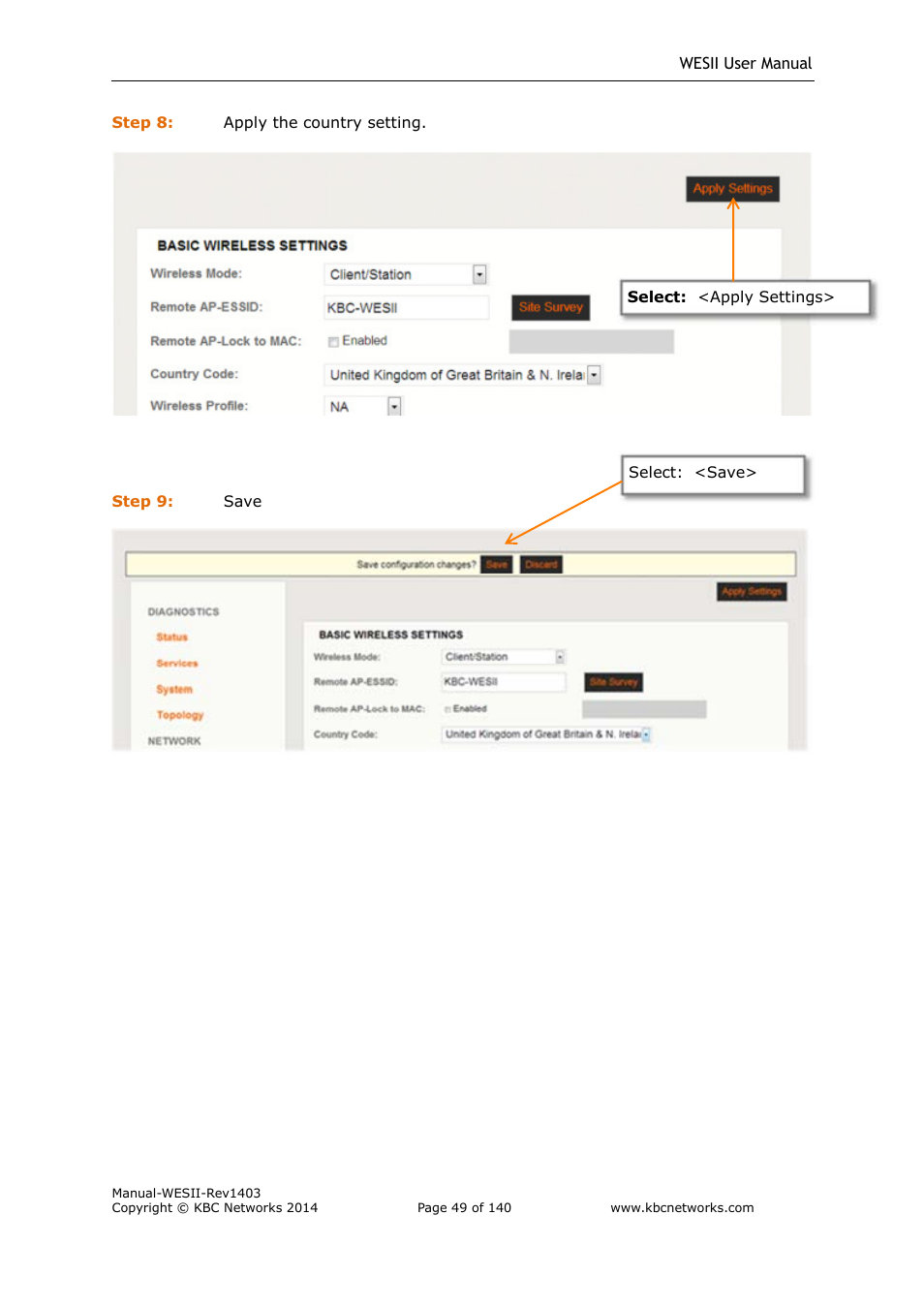 KBC Networks WESII User Manual | Page 50 / 141