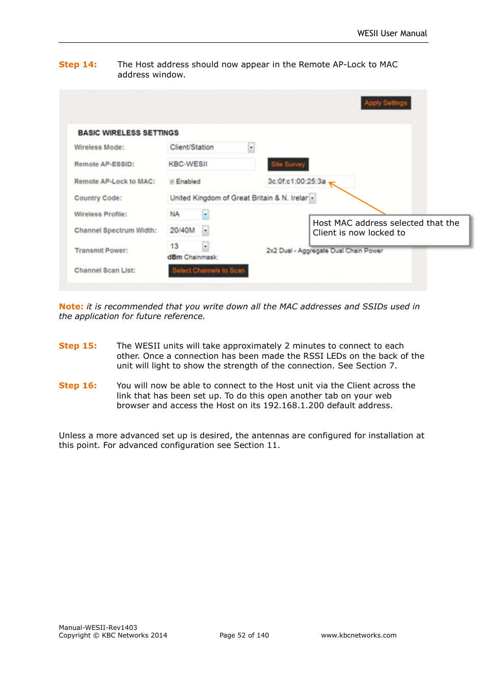 KBC Networks WESII User Manual | Page 53 / 141