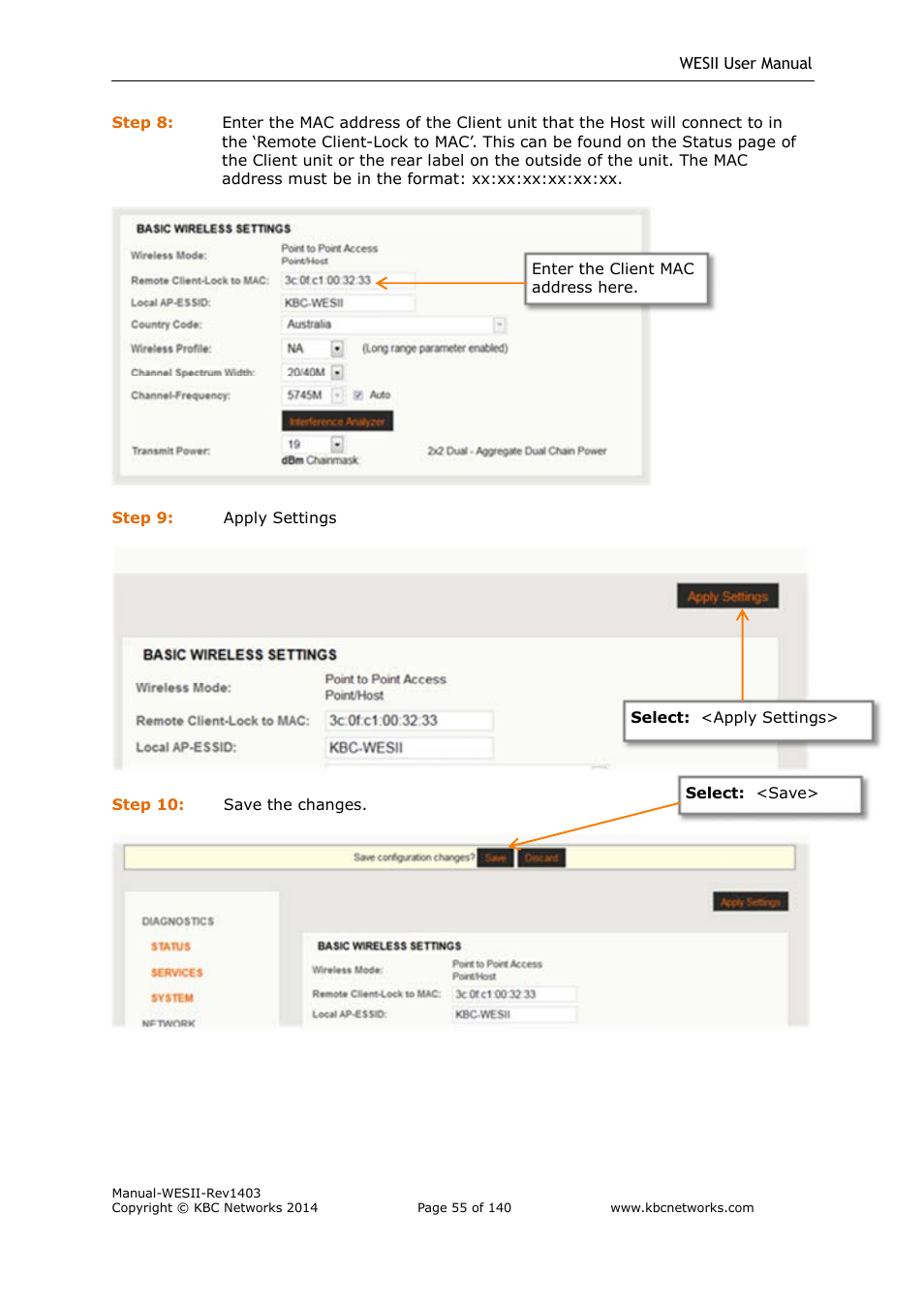 KBC Networks WESII User Manual | Page 56 / 141