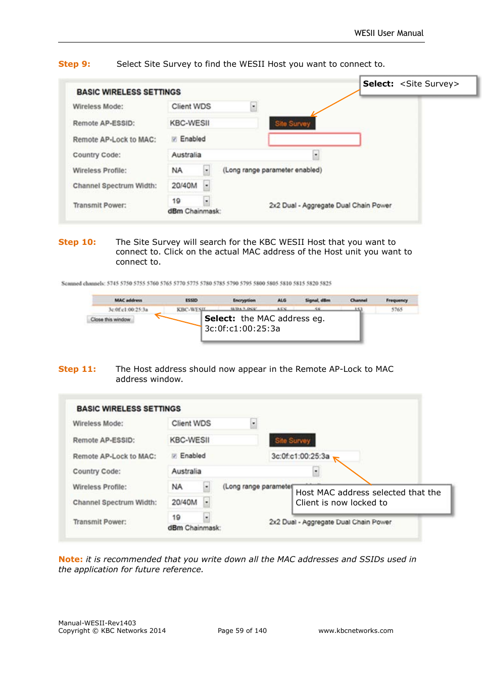 KBC Networks WESII User Manual | Page 60 / 141