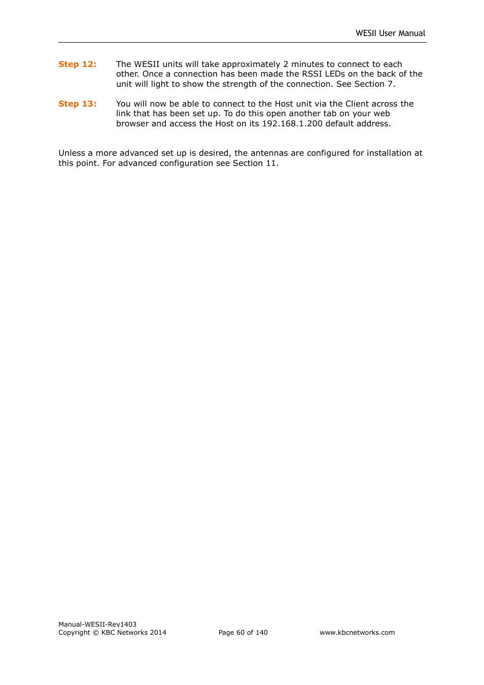 KBC Networks WESII User Manual | Page 61 / 141