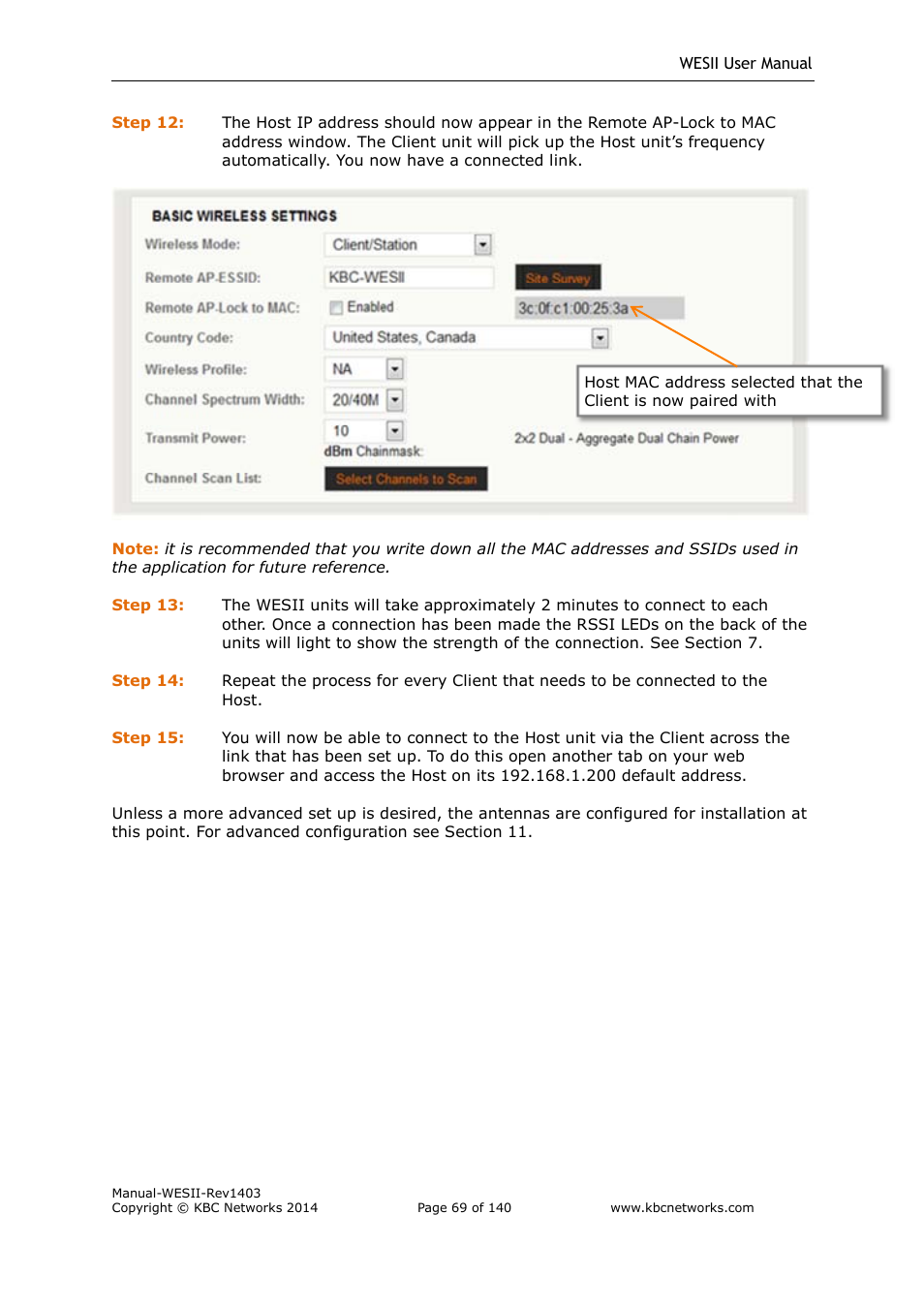 KBC Networks WESII User Manual | Page 70 / 141