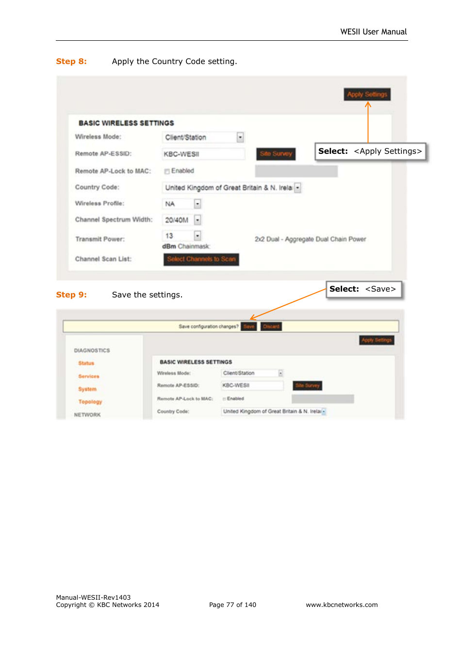 KBC Networks WESII User Manual | Page 78 / 141