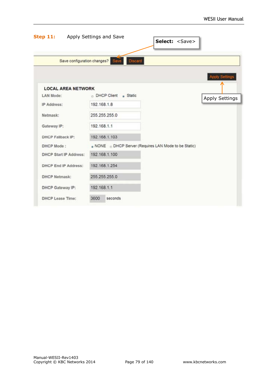 KBC Networks WESII User Manual | Page 80 / 141