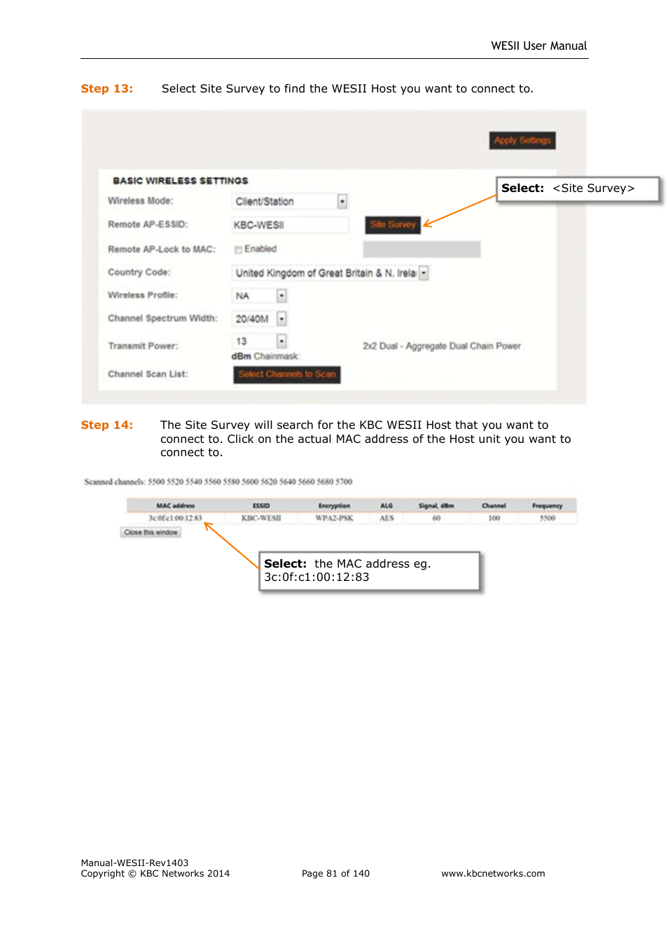 KBC Networks WESII User Manual | Page 82 / 141