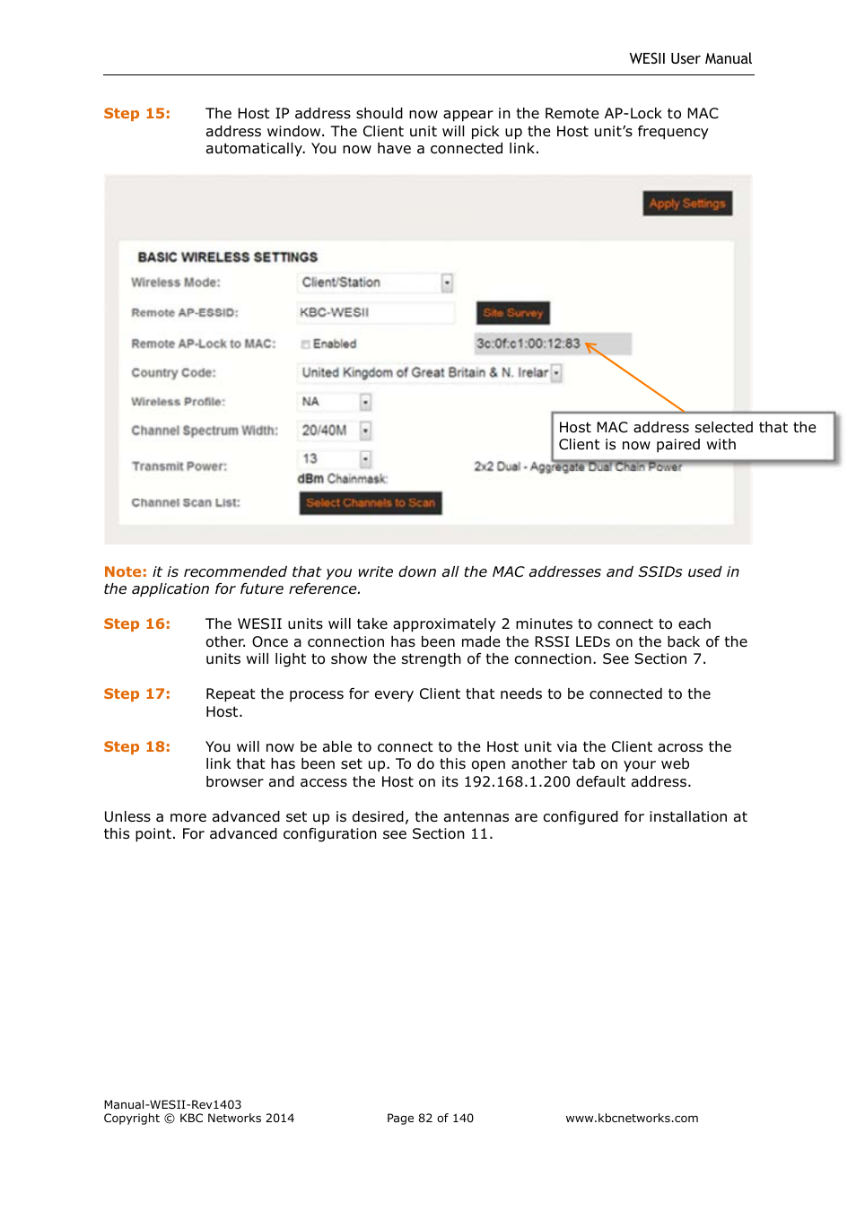 KBC Networks WESII User Manual | Page 83 / 141