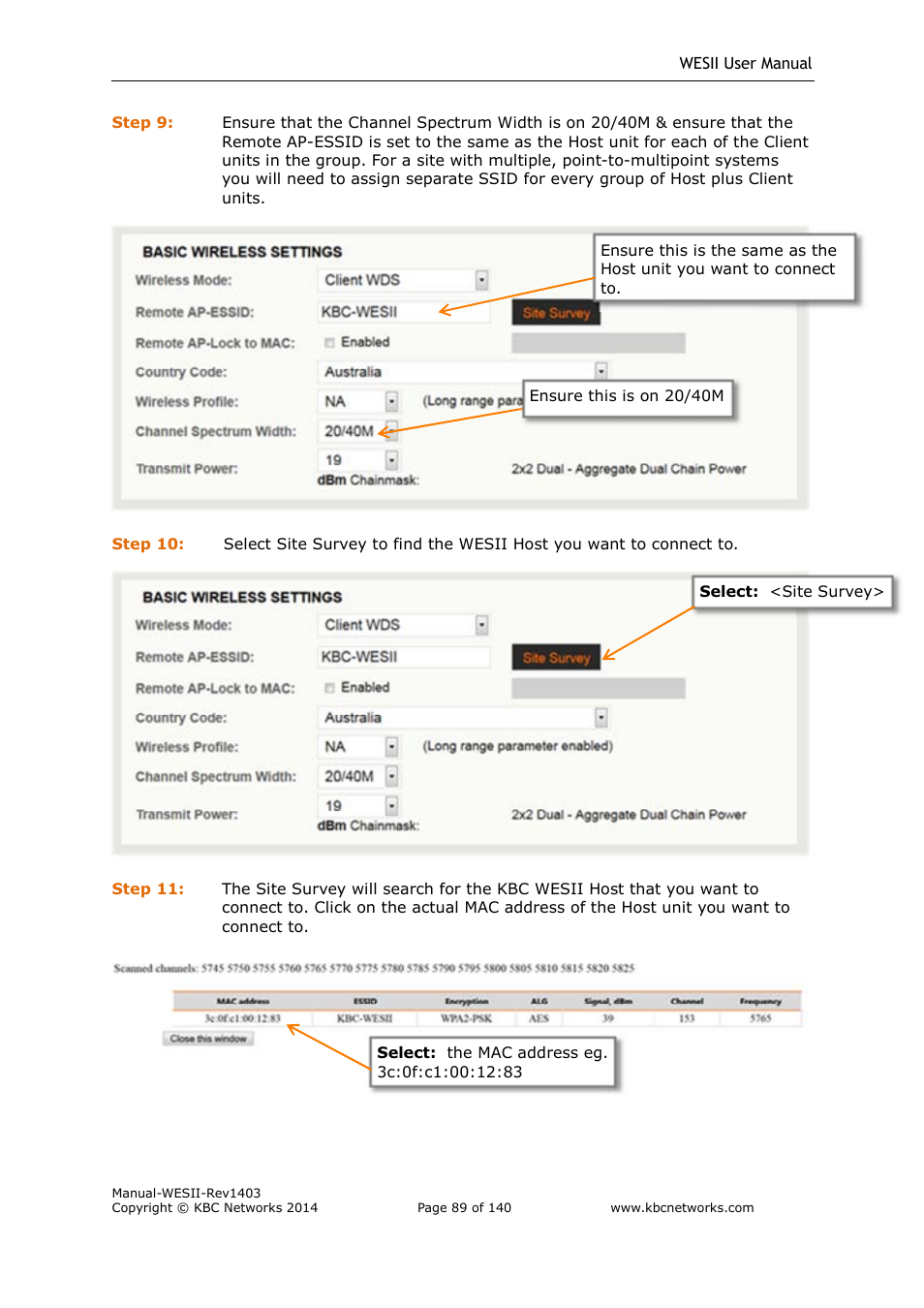 KBC Networks WESII User Manual | Page 90 / 141