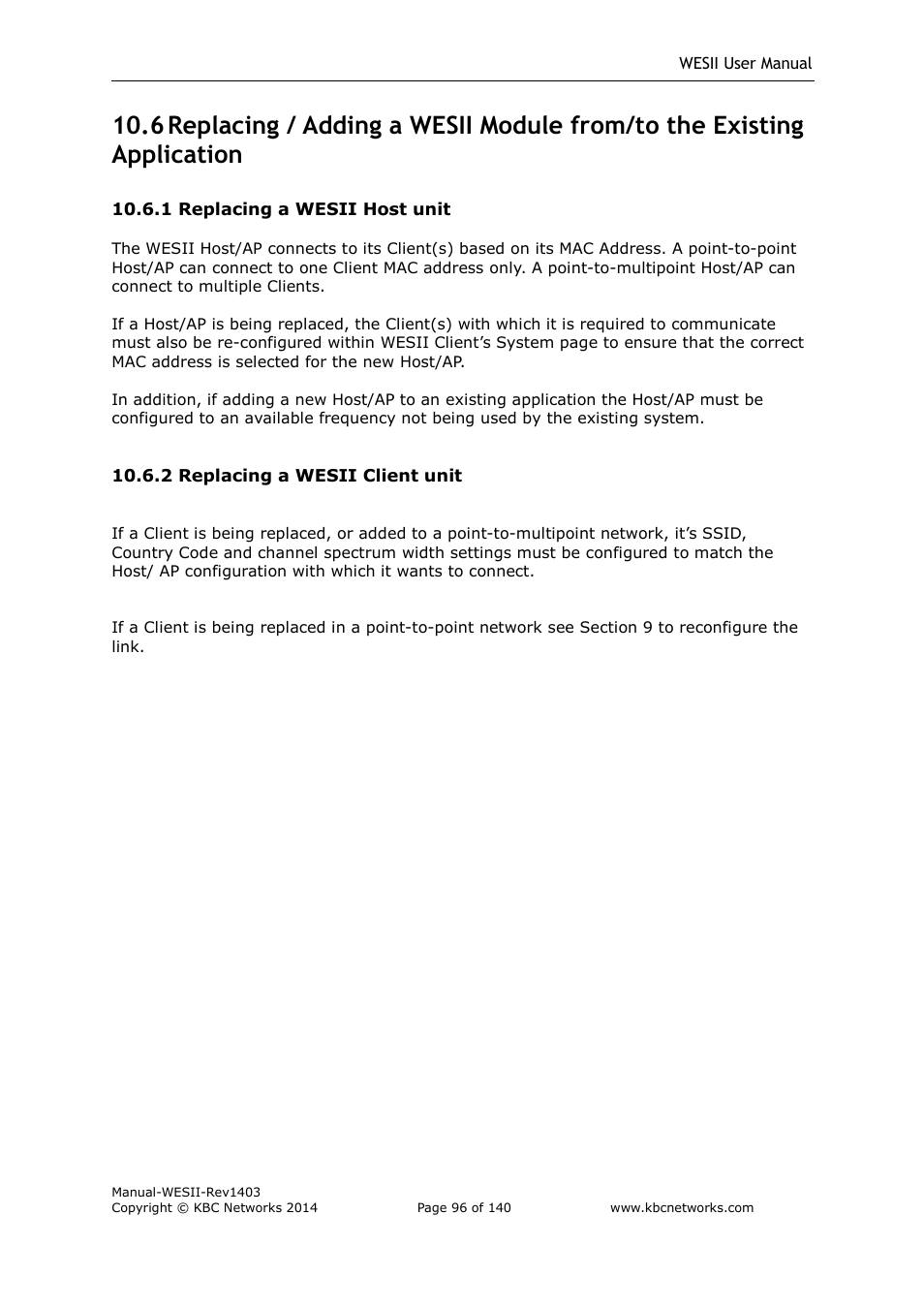 KBC Networks WESII User Manual | Page 97 / 141