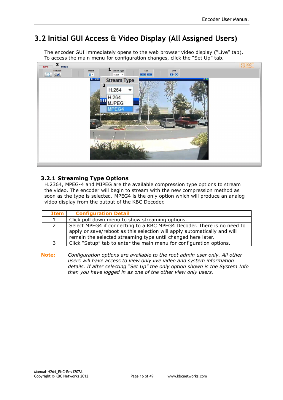 KBC Networks H.264 Encoder User Manual | Page 16 / 49