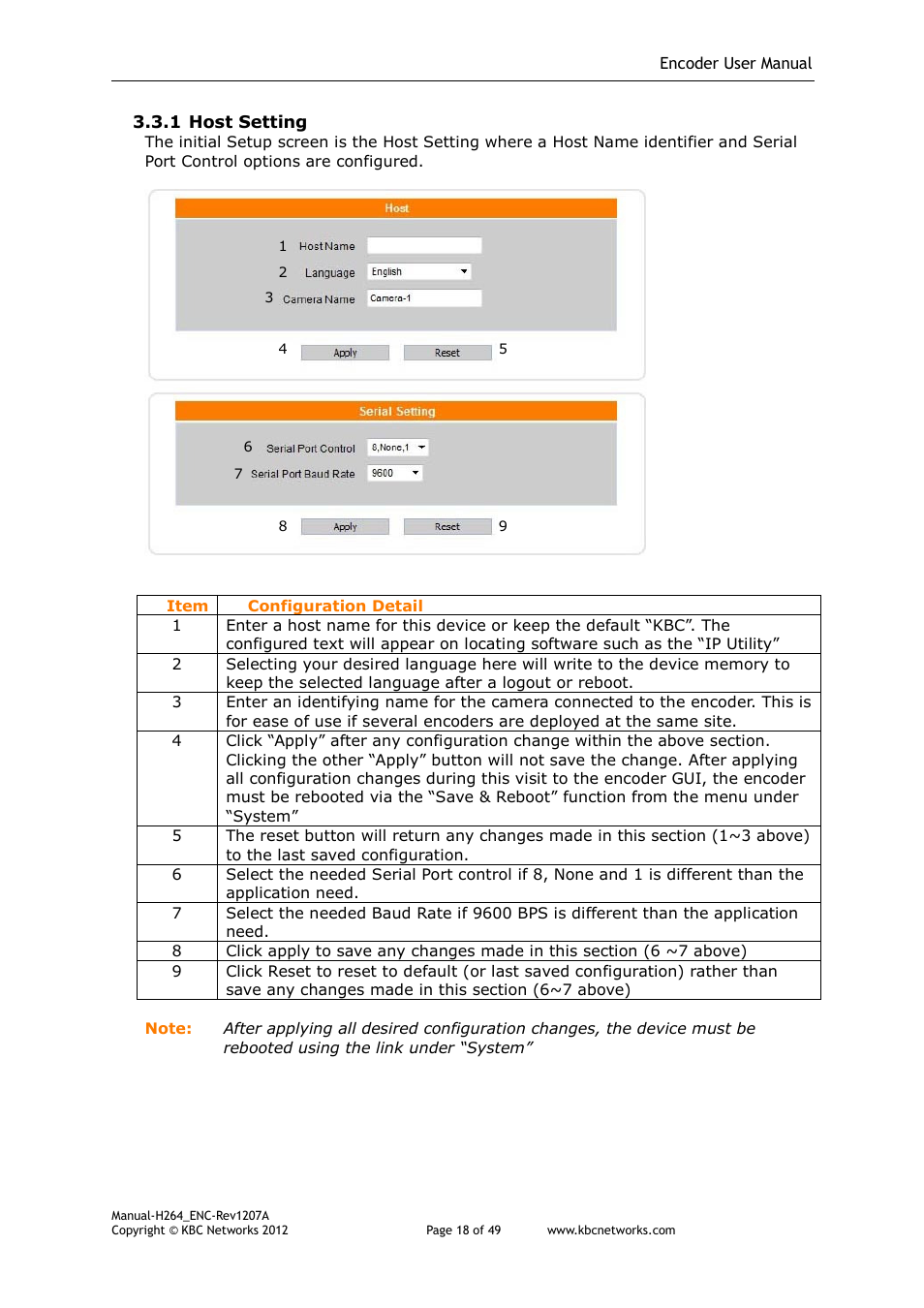 KBC Networks H.264 Encoder User Manual | Page 18 / 49