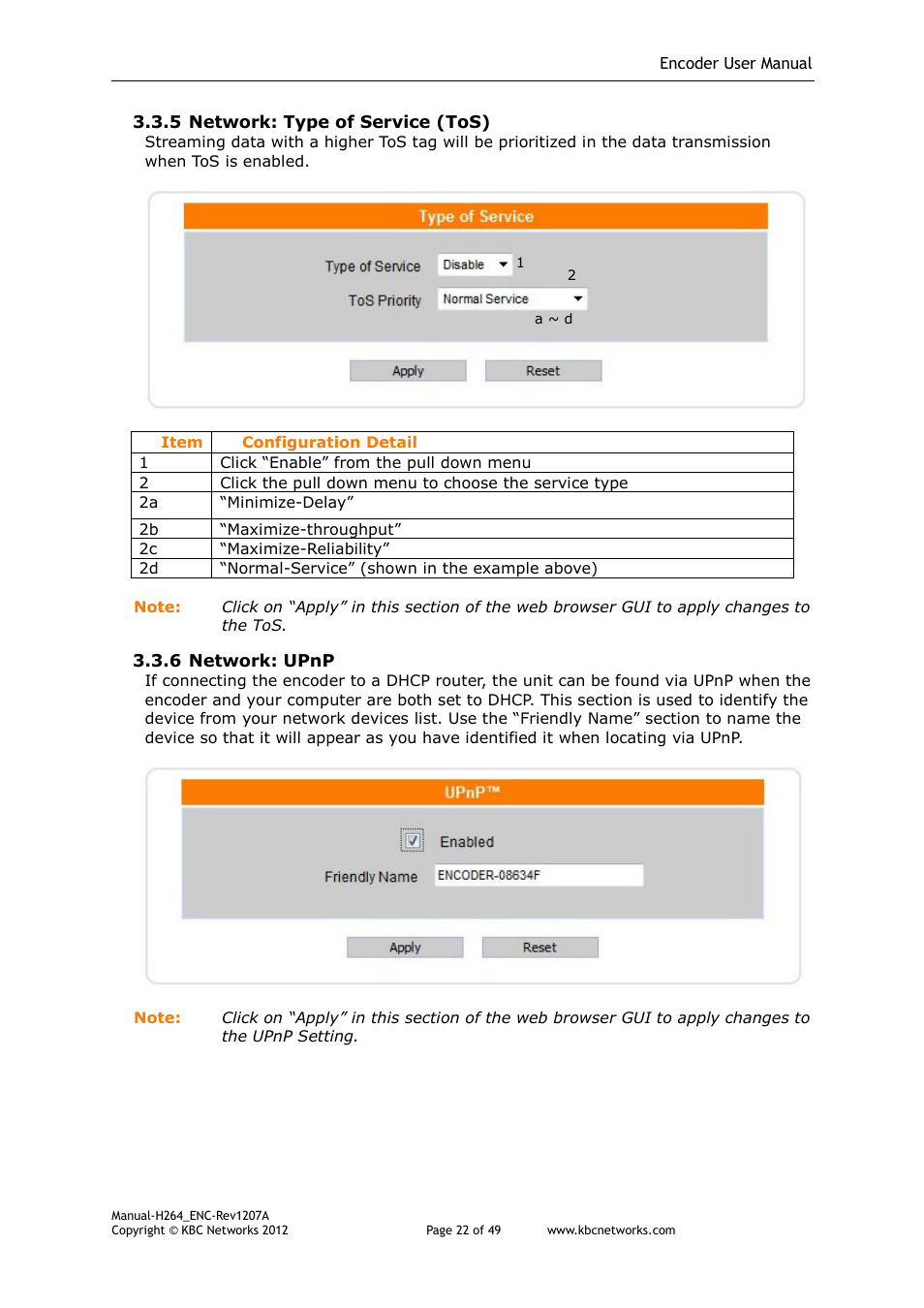 KBC Networks H.264 Encoder User Manual | Page 22 / 49
