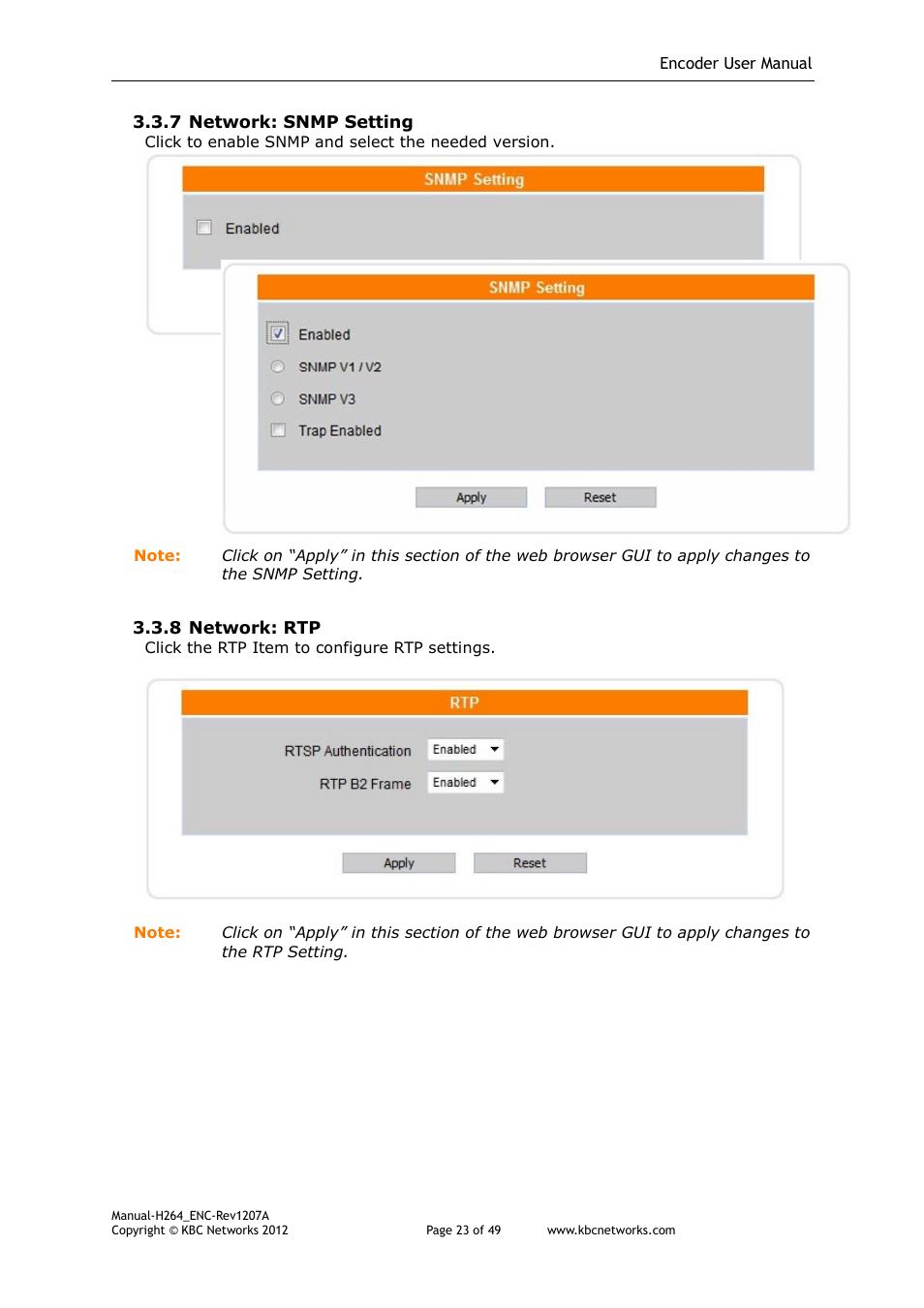 KBC Networks H.264 Encoder User Manual | Page 23 / 49